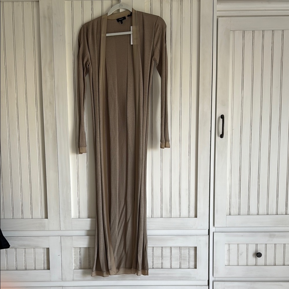 Theory Tan Long Cardigan Sweater